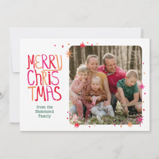 Pour Fêtes Annuelles Cartes de Noël photo modernes colorées rétro