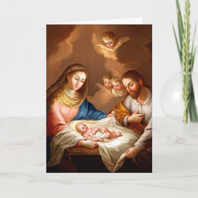 Pour Fêtes Annuelles Cartes de Noël religieuses | Nativité 2 (Devant)