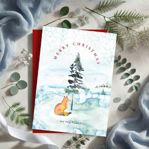 Pour Fêtes Annuelles Cartes de Noël Renard Aquarelle Mignonnes