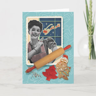 Pour Fêtes Annuelles Cartes de Noël rétro de maman qui fait cuire des b