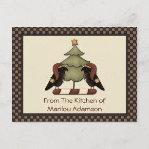Pour Fêtes Annuelles Cartes de recettes Primitive Christmas Crows Crows