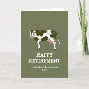 Pour Fêtes Annuelles Cartes de retraite heureuses   Vache de pâturage r