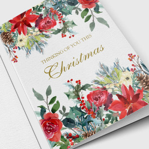 Pour Fêtes Annuelles Cartes de Sympathie Noël Fleurs de Noël