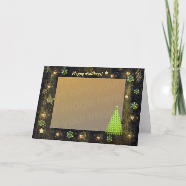 Pour Fêtes Annuelles Cartes de vacances Coeurs d'or de Noël (Devant)