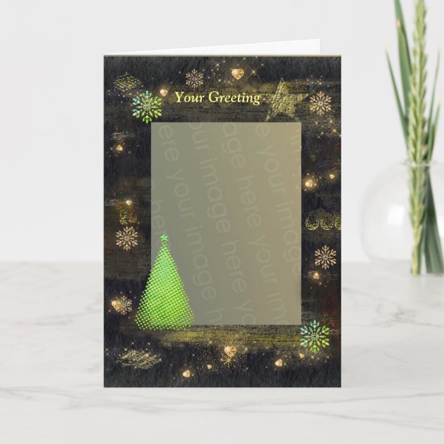 Pour Fêtes Annuelles Cartes de vacances Coeurs d'or de Noël (Devant)