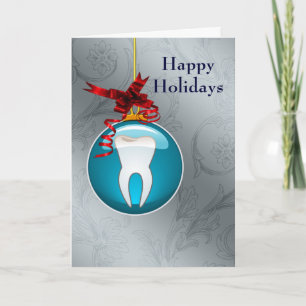 Pour Fêtes Annuelles Cartes de vacances de dentiste bleu argenté