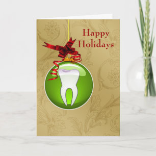 Pour Fêtes Annuelles Cartes de vacances de dentiste en or vert