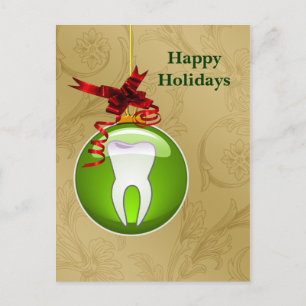 Pour Fêtes Annuelles Cartes de vacances de dentiste or vert