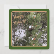Cartes de vacances plates à cadre vert - Cônes de