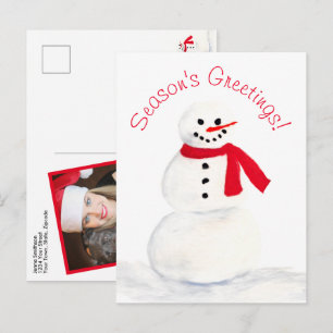 Pour Fêtes Annuelles Cartes de vœux aquarelle Bonhomme de neige Amusant