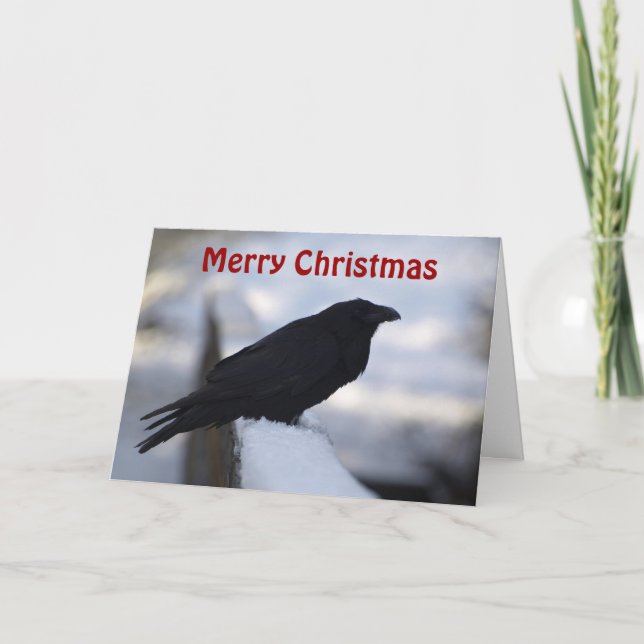 Pour Fêtes Annuelles Cartes de voeux de Noël Corbeau (Devant)