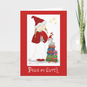 Pour Fêtes Annuelles Cartes de voeux de Noël Paix sur Terre