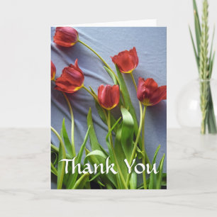 Pour Fêtes Annuelles Cartes de voeux Merci personnalisées Red Tulips