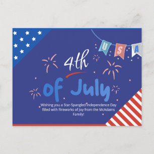 Pour Fêtes Annuelles Cartes de vœux minimalistes patriotiques avec feux