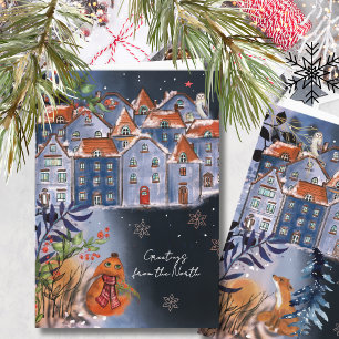 Pour Fêtes Annuelles Cartes de vœux Renard Capricieux du Village Nordiq