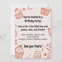Cartes d'invitation Anniversaire Féminin Cupcakes