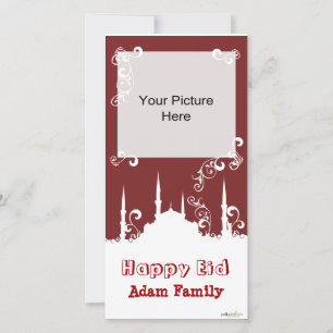 Pour Fêtes Annuelles Cartes photo en spirale Eid White Burgundy
