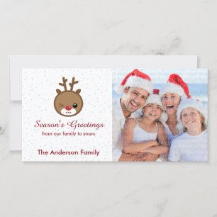 Pour Fêtes Annuelles Cartes photos de Noël de Kawaii Reindeer