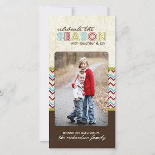 Pour Fêtes Annuelles Cartes photos de Noël modernes de Chevron (4x8)