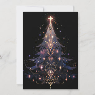 Pour Fêtes Annuelles Cartes roses Gold et Bleu foncé Arbre de Noël