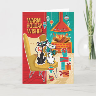 Pour Fêtes Annuelles Chats Cosy Cartes de Noël Rétro