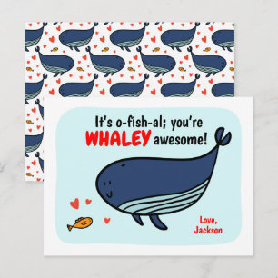 Pour Fêtes Annuelles Cute baleine et classe de poisson Valentine Cartes