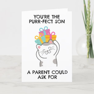 Pour Fêtes Annuelles drôle de chat fils cartes d'anniversaire