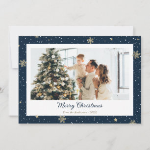 Pour Fêtes Annuelles Élégant Fléau de neige bleu Photo Joyeuses Cartes