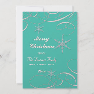 Pour Fêtes Annuelles Flocon de neige givré Noël Photo Cartes de voeux