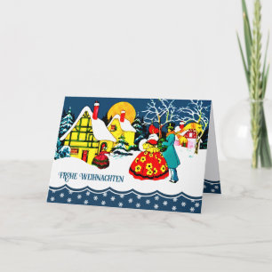 Pour Fêtes Annuelles Frohe Weihnachten. Cartes de Noël en allemand