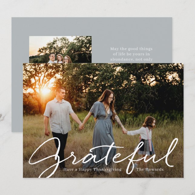 Pour Fêtes Annuelles Gratuit Script Thanksgiving Cartes photos (Devant / Derrière)