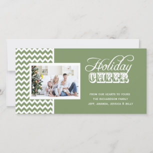 Pour Fêtes Annuelles Green Chevron Holiday Chevron Chevron Cartes photo