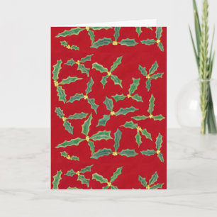 Pour Fêtes Annuelles Green Holly Feuille Fleurs Jaunes Cartes de Noël