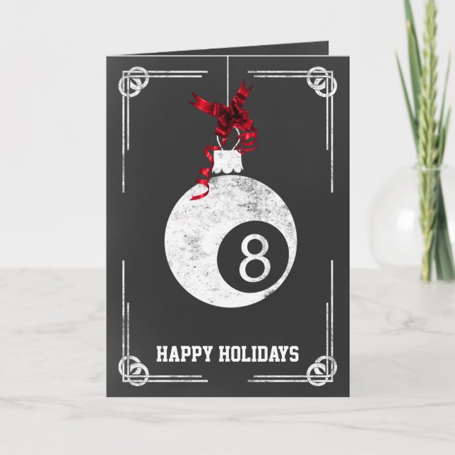 Pour Fêtes Annuelles joueur de billard de tableau noir Cartes de Noël (Devant)