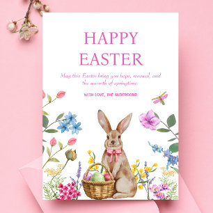 Pour Fêtes Annuelles Joyeuses Cartes de Pâques Bunny Pâques Pink Printe