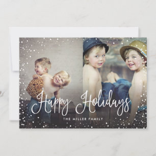 Pour Fêtes Annuelles Joyeuses Vacances Neige sans couture 2 Cartes phot