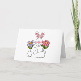 Pour Fêtes Annuelles Lapin blanc avec des cartes de fleurs