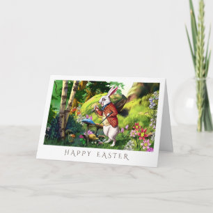 Pour Fêtes Annuelles Lapin blanc   Cartes de Pâques "Alice au pays des 