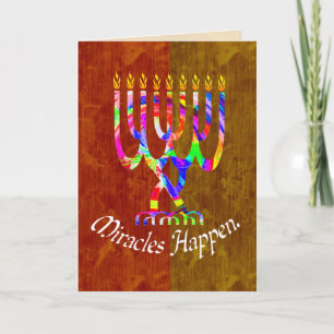 Pour Fêtes Annuelles Les Miracles arrivent Menorah Cartes