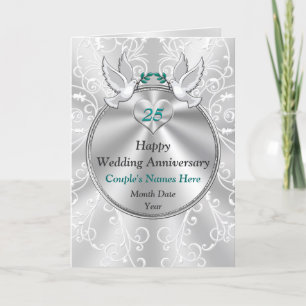 Pour Fêtes Annuelles Magnifiques cartes personnalisées Happy 25th Anniv
