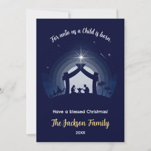 Pour Fêtes Annuelles Nativité Cartes de Noël Fête Plat (bleu marine)