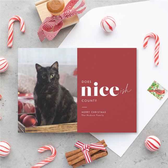 Pour Fêtes Annuelles Niceish FunnyCat Cartes de Noël (Créateur téléchargé)