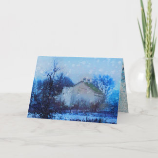 Pour Fêtes Annuelles "Noël bleu", cartes de Noël, ferme, grange
