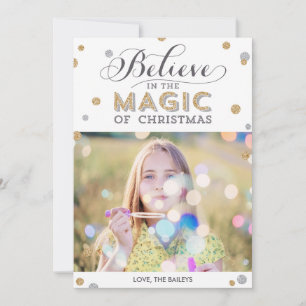 Pour Fêtes Annuelles Noël magique Cartes photos de vacances - Blanc