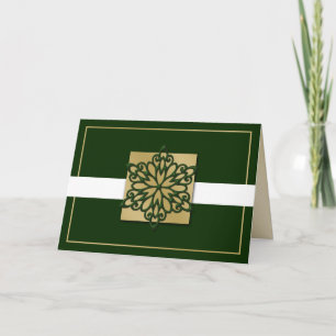 Pour Fêtes Annuelles or vert cartes de fin de année d'entreprise