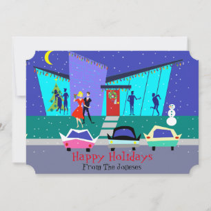 Pour Fêtes Annuelles Personnalisable Retro Holiday Cartoon Cartes photo