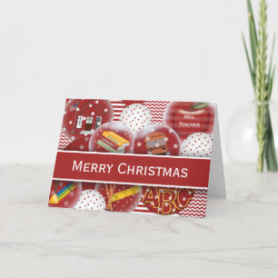 Pour Fêtes Annuelles PersonnaliséEnseignant Joyeux Noël Cartes d'orneme