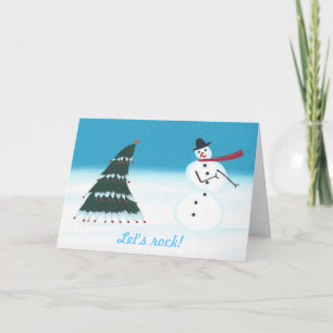 Pour Fêtes Annuelles Rock, sapin de Noël Neige homme cartes de voeux