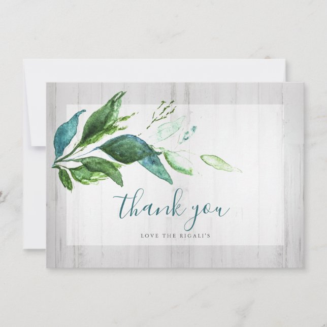 Pour Fêtes Annuelles Rustique Aquarelle Verdure Merci Cartes (Devant)