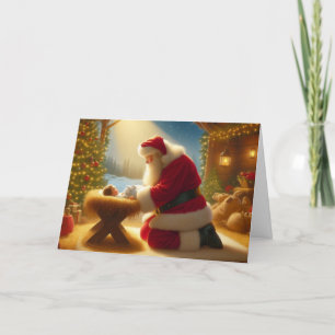 Pour Fêtes Annuelles Santa Claus & Baby Jesus Cartes de voeux de Noël